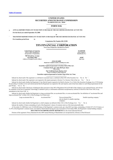 Thumbnail TFS Financial 10-K Annual Report 