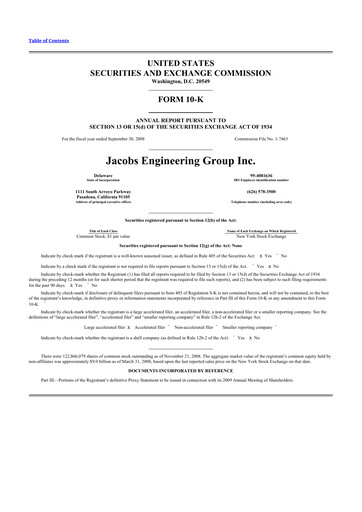 Thumbnail Jacobs Engineering 10-K Annual Report 