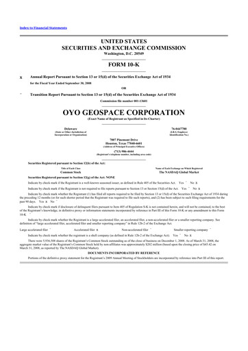 Thumbnail Geospace Technologies
 10-K Annual Report 