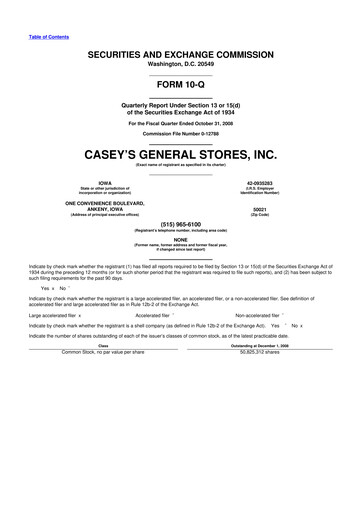Thumbnail Casey's General Stores
 10-Q Quarterly Report FY 