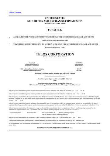 Thumbnail Telos 10-K Annual Report 