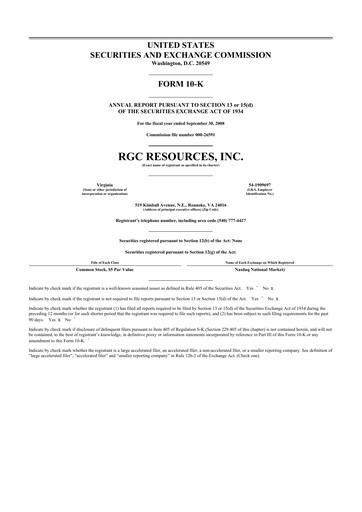 Thumbnail RGC Resources 10-K Annual Report 