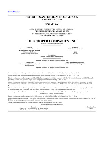 Thumbnail Cooper Companies 10-K Annual Report 
