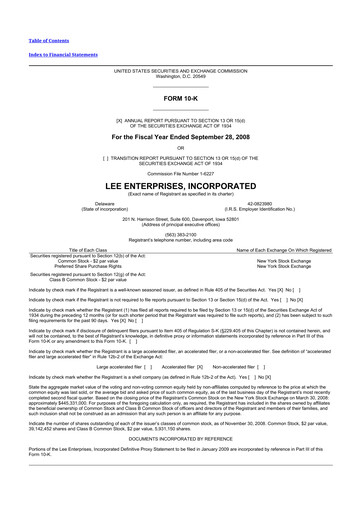 Thumbnail Lee Enterprises
 10-K Annual Report 