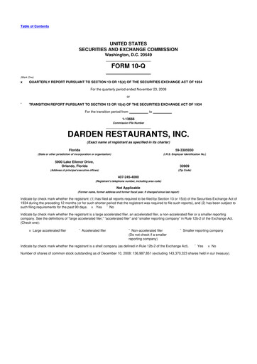 Vorschaubild Darden Restaurants
 10-Q Quartalsbericht  