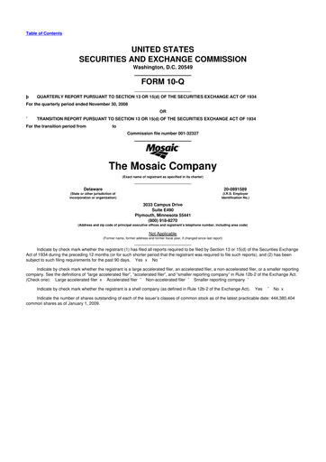 Thumbnail The Mosaic Company 10-Q Quarterly Report FY 