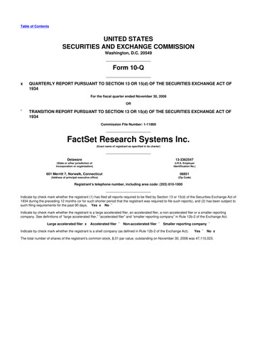 Thumbnail FactSet 10-Q Quarterly Report FY 
