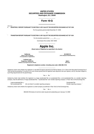 Thumbnail Apple 10-Q Quarterly Report FY 