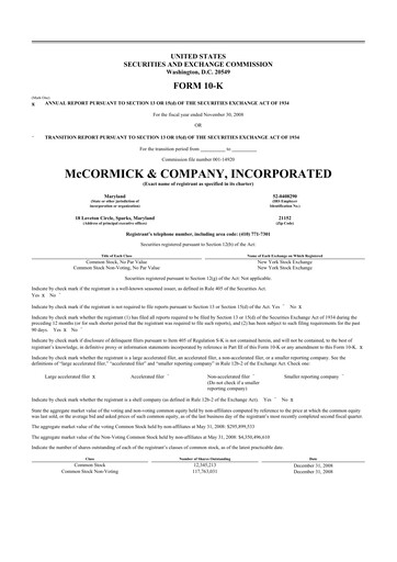 Thumbnail McCormick & Company
 10-K Annual Report 