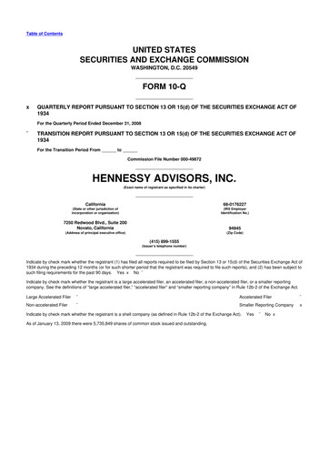 Thumbnail Hennessy Advisors 10-Q Quarterly Report FY 