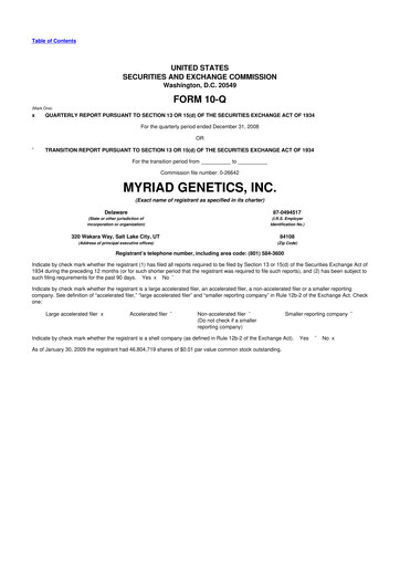 Thumbnail Myriad Genetics 10-Q Quarterly Report FY 