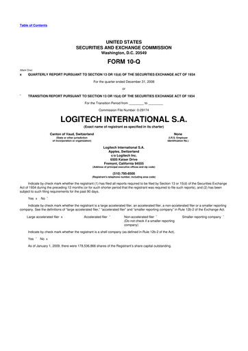 Thumbnail Logitech 10-Q Quarterly Report FY 