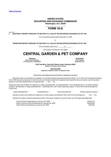 Vorschaubild Central Garden & Pet 10-Q Quartalsbericht  