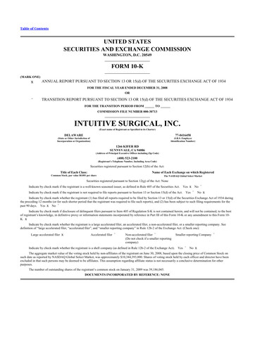 Thumbnail Intuitive Surgical 10-K Annual Report 