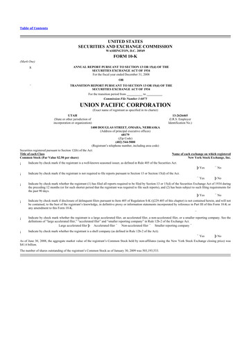 Thumbnail Union Pacific Corporation 10-K Annual Report 