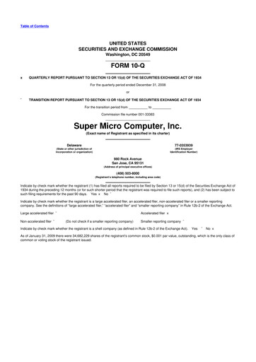 Thumbnail Supermicro 10-Q Quarterly Report FY 