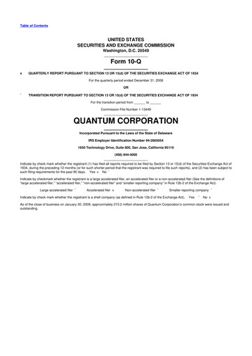 Vorschaubild Quantum Corporation 10-Q Quartalsbericht  