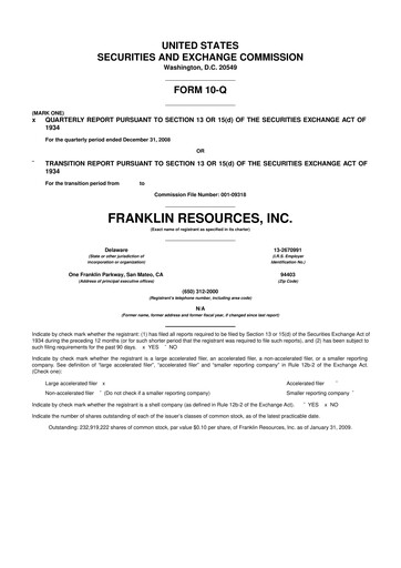 Thumbnail Franklin Resources 10-Q Quarterly Report FY 