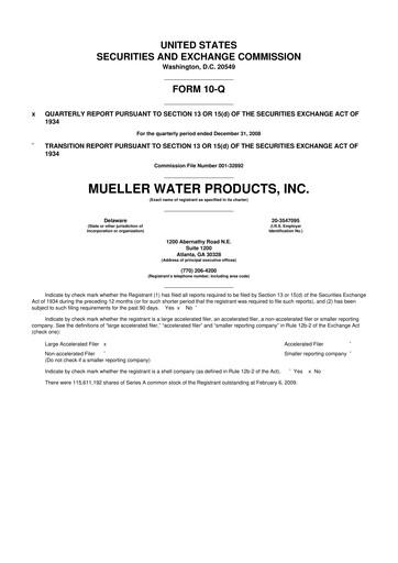Miniature Mueller Water Products
 10-Q Rapport trimestriel  