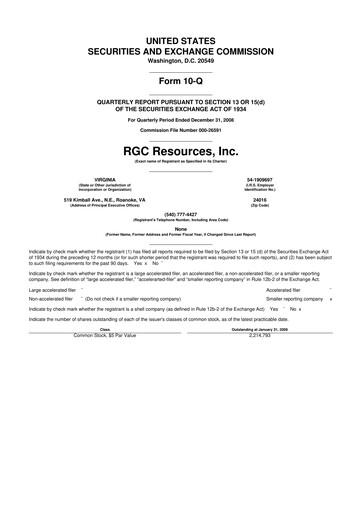 Thumbnail RGC Resources 10-Q Quarterly Report FY 