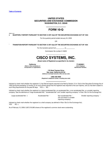 Thumbnail Cisco 10-Q Quarterly Report FY 