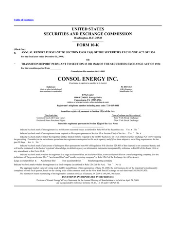 Thumbnail CNX Resources
 10-K Annual Report 