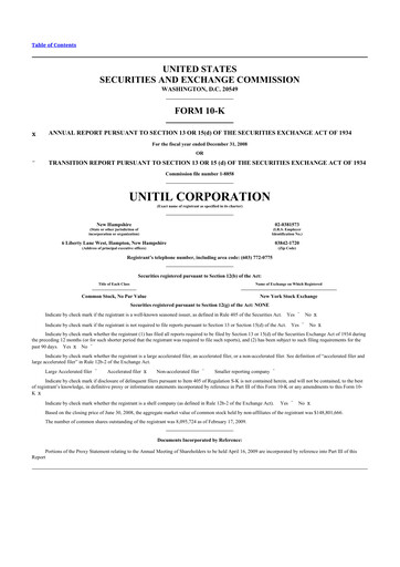 Thumbnail Unitil Corporation
 10-K Annual Report 