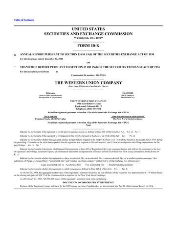 Thumbnail Western Union 10-K Annual Report 