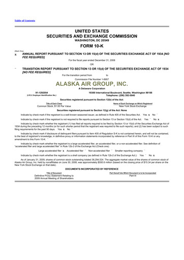 Thumbnail Alaska Airlines
 10-K Annual Report 