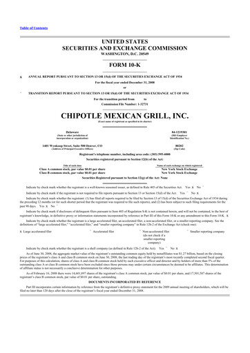 Thumbnail Chipotle Mexican Grill 10-K Annual Report 