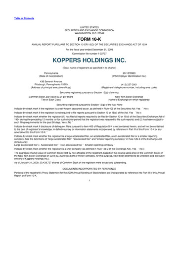 Vorschaubild Koppers Holdings 10-K Jahresbericht 