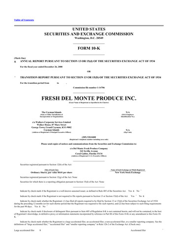 Thumbnail Fresh Del Monte Produce
 10-K Annual Report 