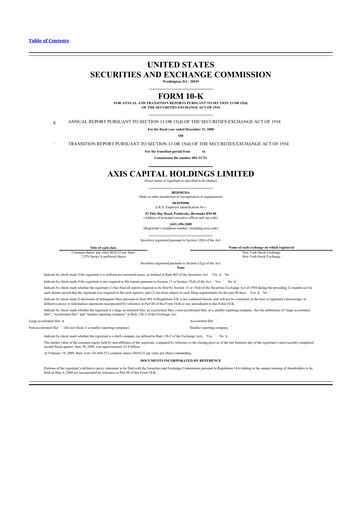 Thumbnail AXIS Capital
 10-K Annual Report 