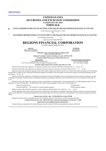 Thumbnail Regions Financial
 10-K Annual Report 