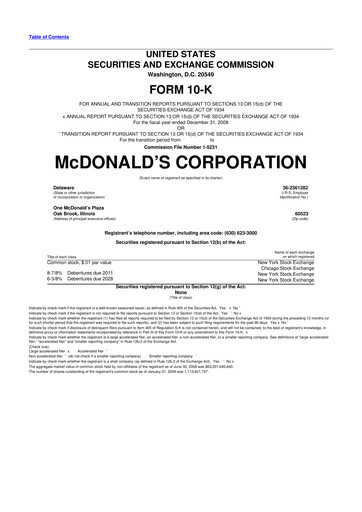 Thumbnail McDonald 10-K Annual Report 