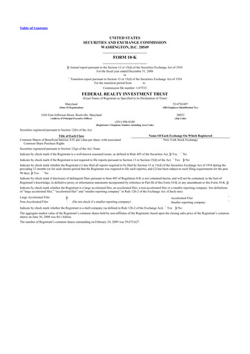 Thumbnail Federal Realty Investment Trust
 10-K Annual Report 