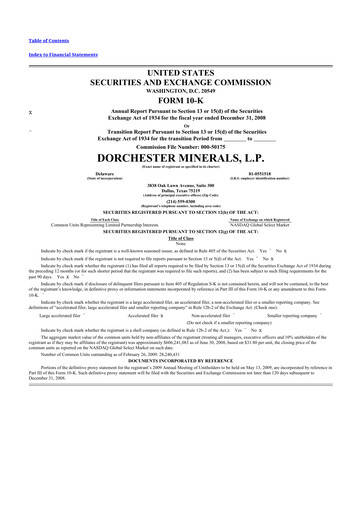 Thumbnail Dorchester Minerals 10-K Annual Report 