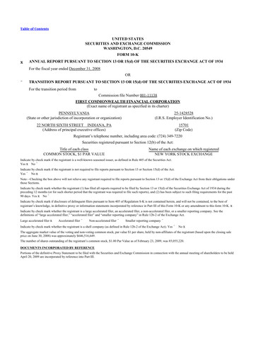 Thumbnail First Commonwealth Financial Corp 10-K Annual Report 