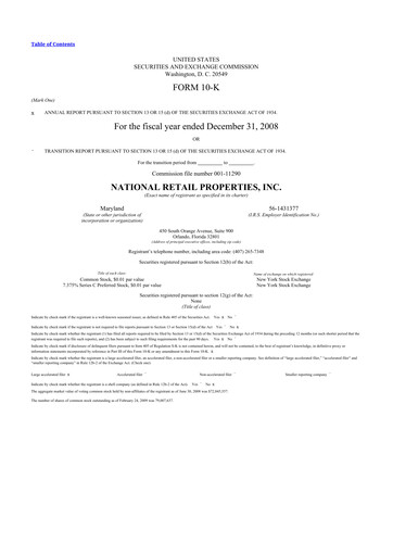 Thumbnail NNN REIT 10-K Annual Report 