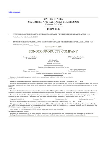 Thumbnail Sonoco 10-K Annual Report 