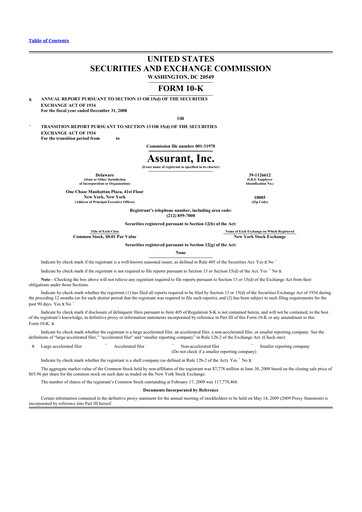 Thumbnail Assurant 10-K Annual Report 