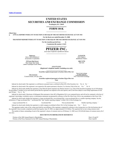 Thumbnail Pfizer 10-K Annual Report 