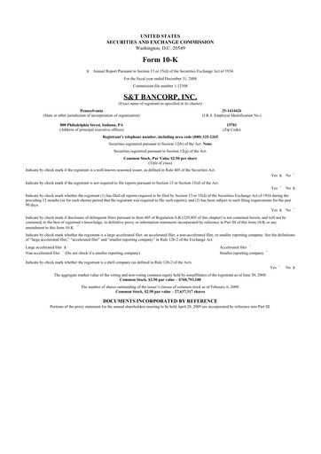 Thumbnail S&T Bancorp 10-K Annual Report 