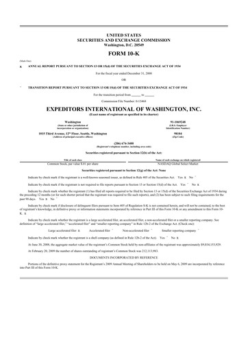 Thumbnail Expeditors International 10-K Annual Report 