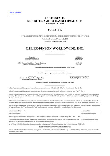 Thumbnail C. H. Robinson 10-K Annual Report 