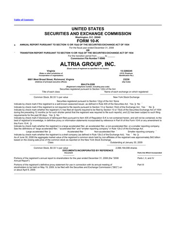 Thumbnail Altria Group 10-K Annual Report 
