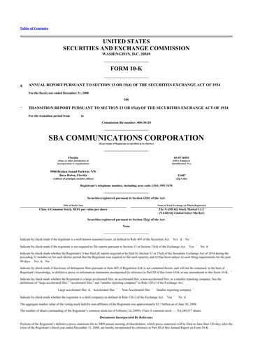 Thumbnail SBA Communications 10-K Annual Report 