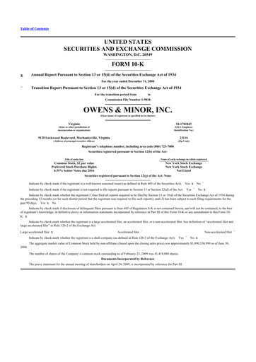 Thumbnail Owens & Minor

 10-K Annual Report 