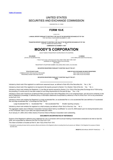 Thumbnail Moody's 10-K Annual Report 