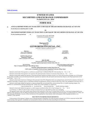 Thumbnail Genworth Financial
 10-K Annual Report 